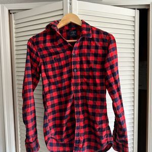 J.Crew Men's Medium Plaid Flannel Long Sleeve Button-Up Shirt Red‎
